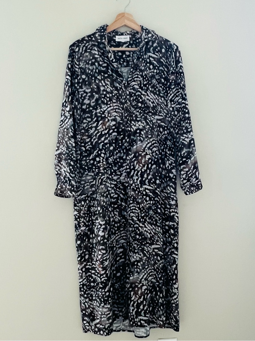 Bella Dahl Women Animal Print Shirt Dress Sleeveless Collared Tencel Size Small